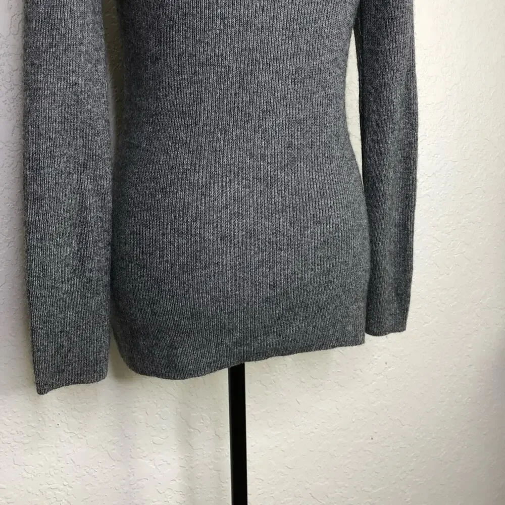 Soft Surroundings gray scoop neck ribbed knit sweater size Petite Small SP